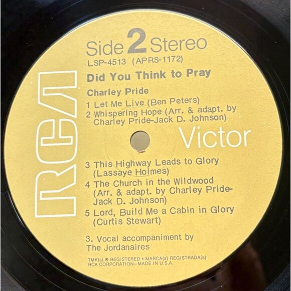 Charley Pride Did You Think to Pray Country Vinyl LP RCA Victor Stereo VG+ - Picture 3 of 6